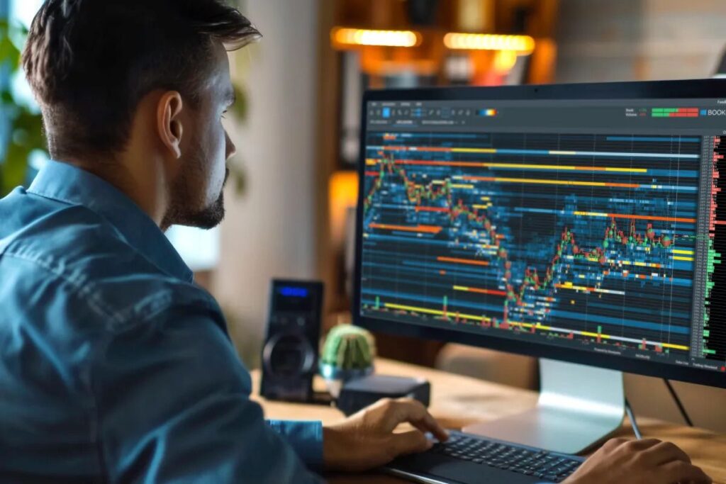 Volume bubbles displaying executed trades and buying vs selling pressure